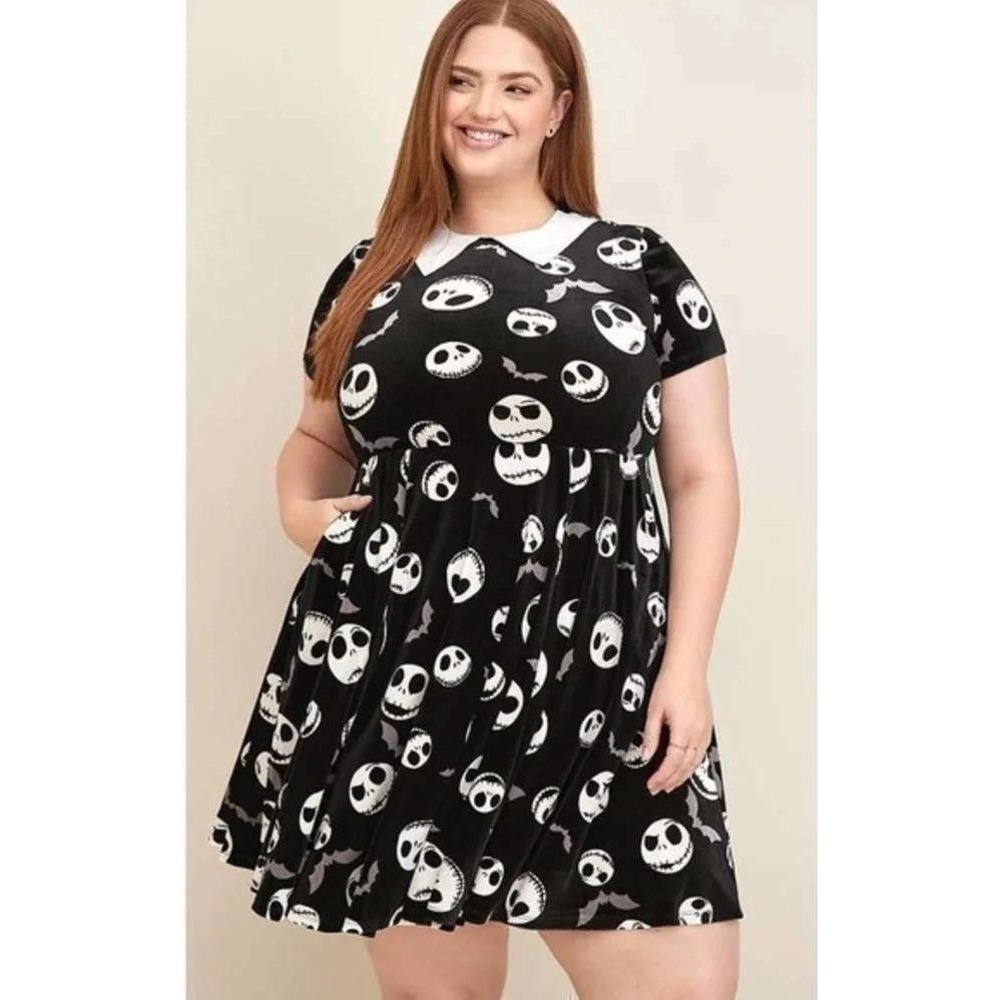 Torrid Disney The Nightmare Before Christmas Mini Velvet Collared Dress 3 Goth